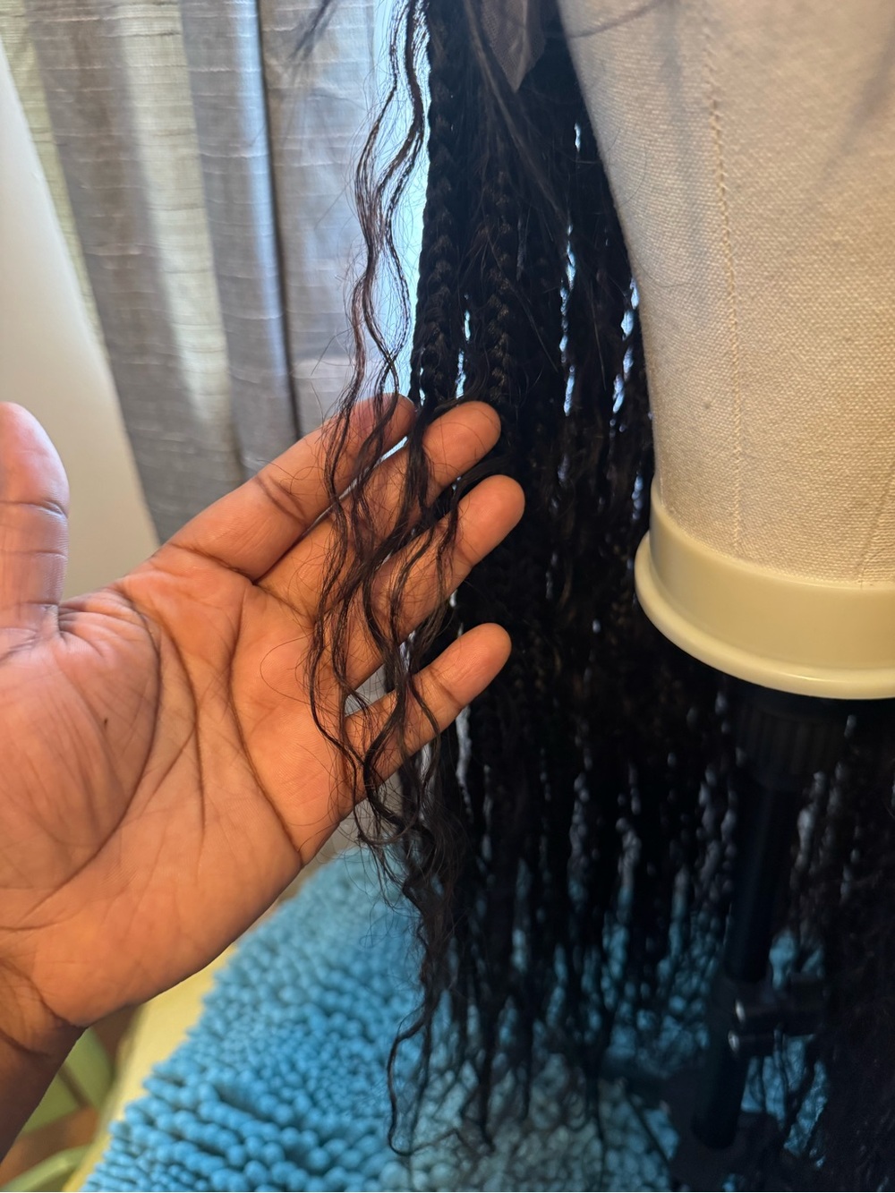 Style 28” Goddess Braid Wig | Human Hair Curls | Lace-front Wig - Picture 6 of 8